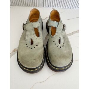 Dr Martens 8004 Sage Green T-Strap Mary Janes Made In England Womens 5